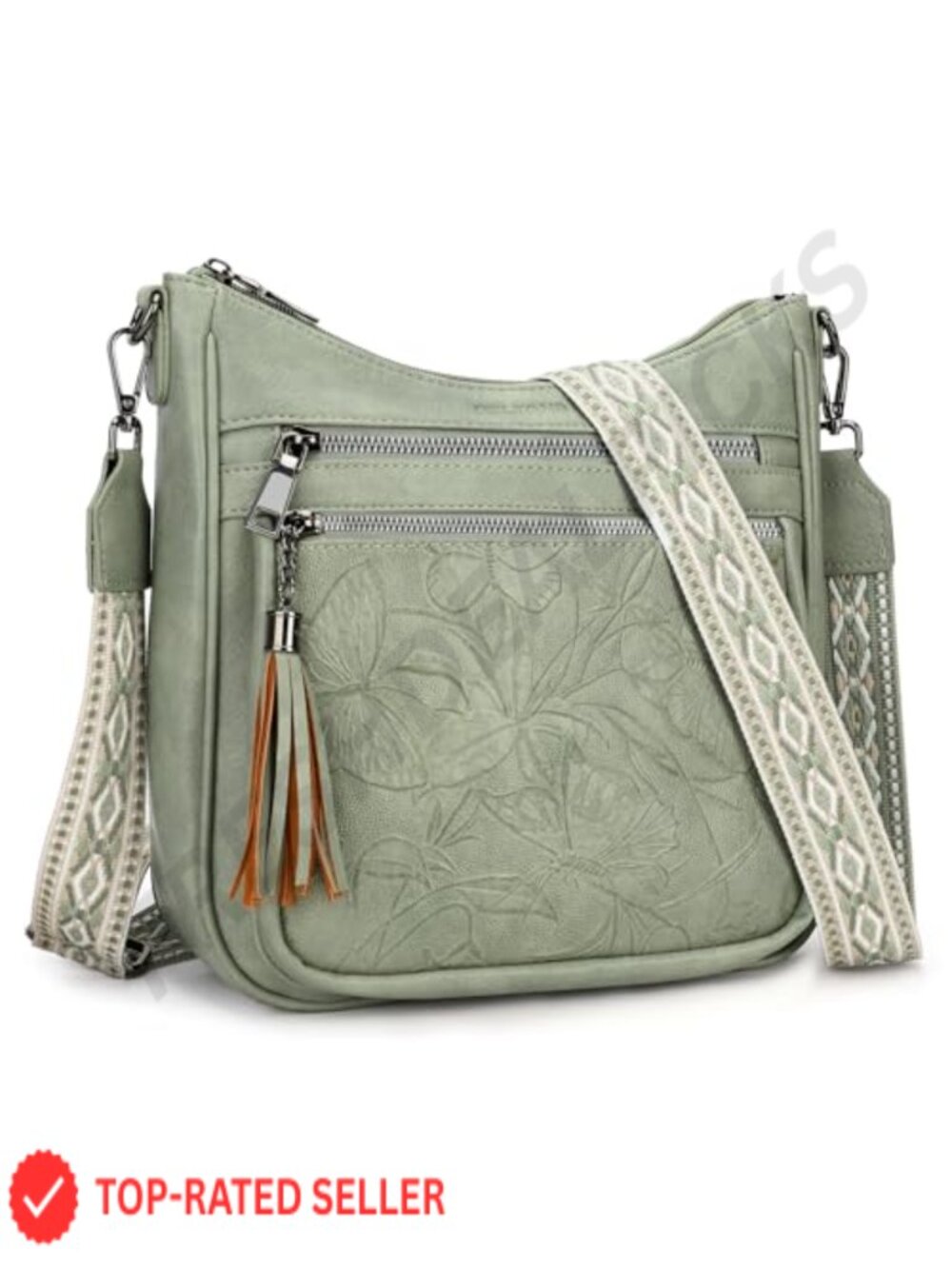 Medium Vegan Leather Crossbody Hobo Purse with Tassel Detail for Travel